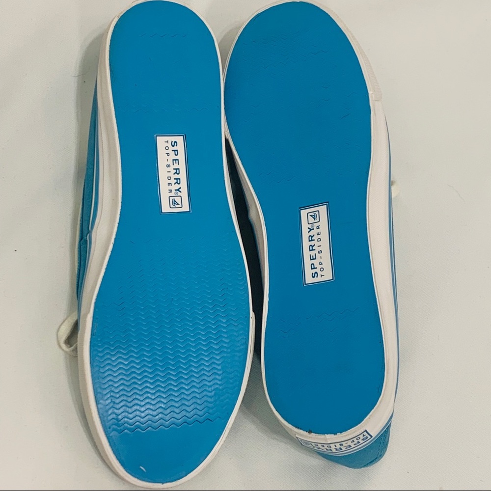 Sperry Top - Sider shimmer Aqua blue deck shoes - Picture 5 of 8